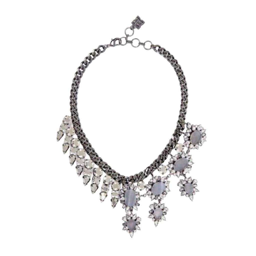 Bcbgmaxazria Half Gemstone Spiked Runway Necklace 90$